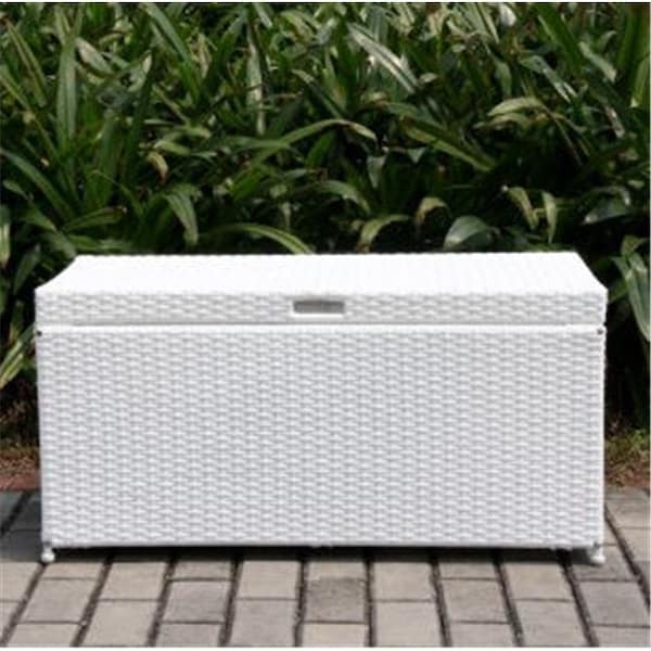 Wicker Lane ORI003-B Outdoor White Wicker Patio Furniture Storage Deck Box ORI003-B - main
